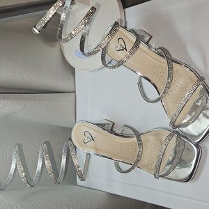 coil rhinestone wedge heel